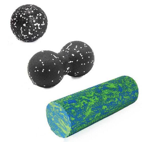 Resin Design Blue & Green Yoga Foam Roller + Free Peanut Ball EPP - Yoga Props - Chakra Galaxy