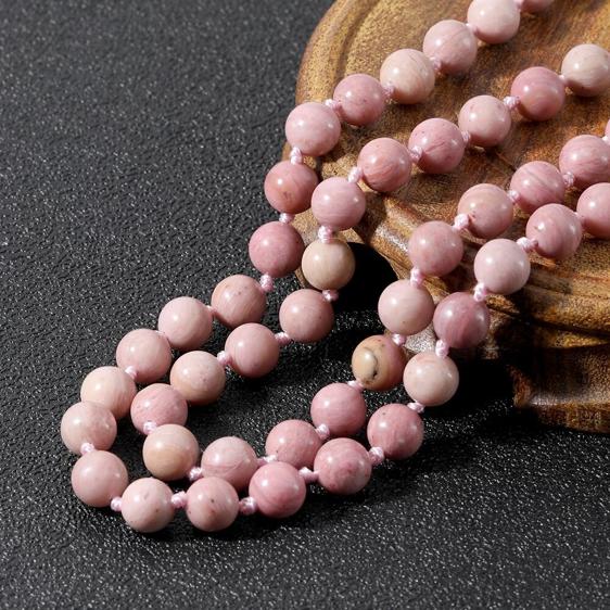 Rhodochrosite Knotted Beads Tree of Life Pendant Japamala Necklace - Pendants - Chakra Galaxy