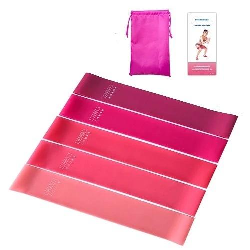 Rose-Colored 5 in 1 Set Resistance Multipurpose Yoga Bands with Pouch - Yoga Bands - Chakra Galaxy