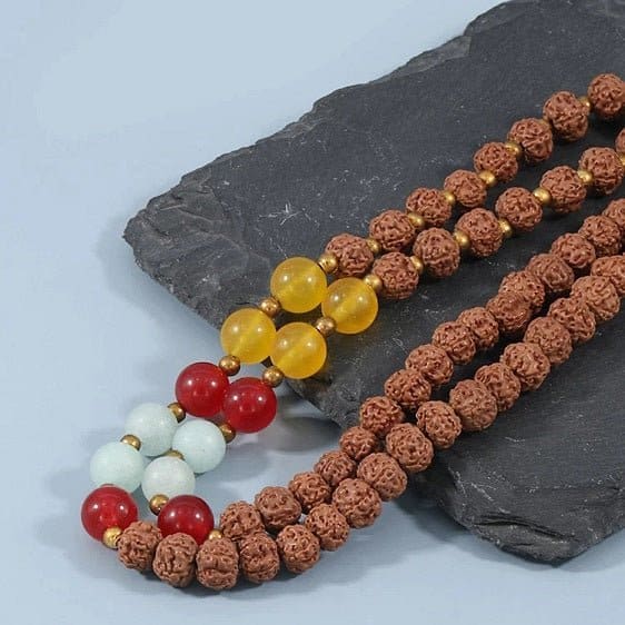Rudraksha Bodhi Seed Beads Tree of Life Charm Long Tassel Japamala - Pendants - Chakra Galaxy
