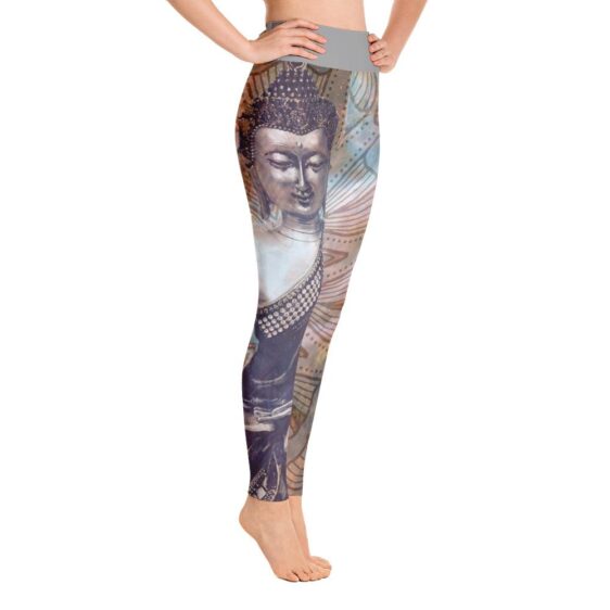 Sacred Buddha Image Yoga Pants Galaxy High Waist Leggings - Yoga Leggings - Chakra Galaxy
