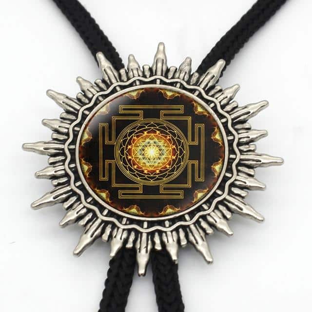 Sacred Geometry of Sri Yantra Bolo Chakra Spiritual Necklace