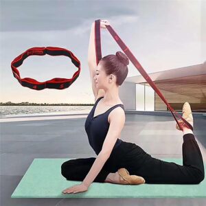 Scarlet Red & Black Yoga Workout Strap w/ 8 Segments for Dynamic Stretches - Yoga Straps - Chakra Galaxy