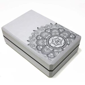 Serene Mandala Om Design Gray Non-Toxic Yoga Foam Block - Yoga Blocks - Chakra Galaxy