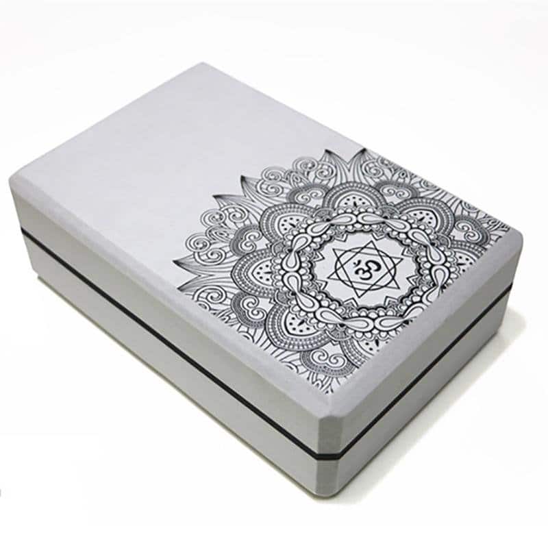 Serene Mandala Om Design Gray Non-Toxic Yoga Foam Block