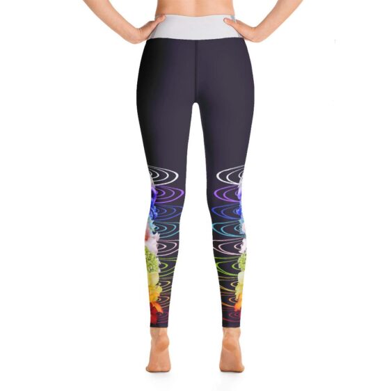 Seven Chakra Flowers High Waist Design Yoga Pants Leggings - Yoga Leggings - Chakra Galaxy