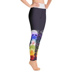 Seven Chakra Flowers High Waist Design Yoga Pants Leggings - Yoga Leggings - Chakra Galaxy