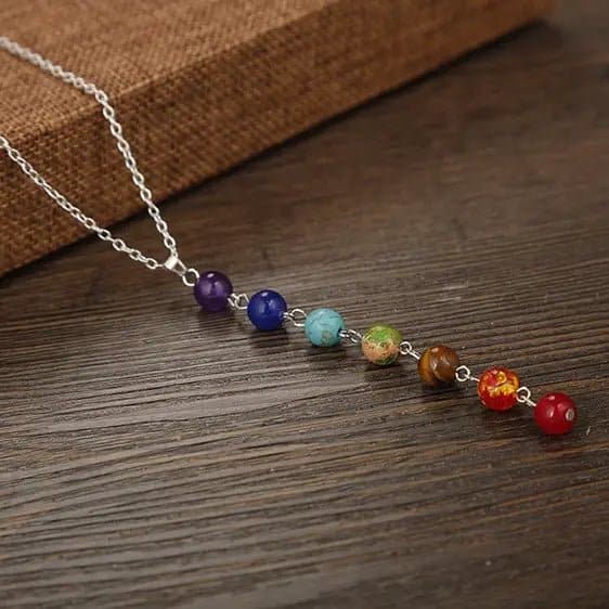 Seven Chakra Reiki Balance Healing Gem Stones Pendant Necklace - Pendants - Chakra Galaxy