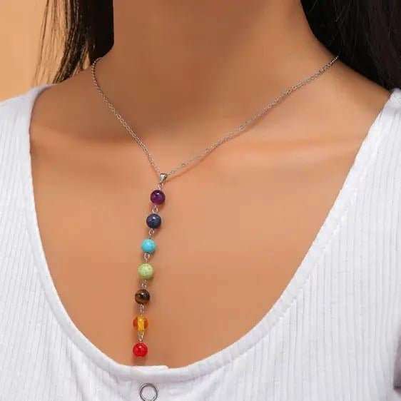 Seven Chakra Reiki Balance Healing Gem Stones Pendant Necklace - Pendants - Chakra Galaxy