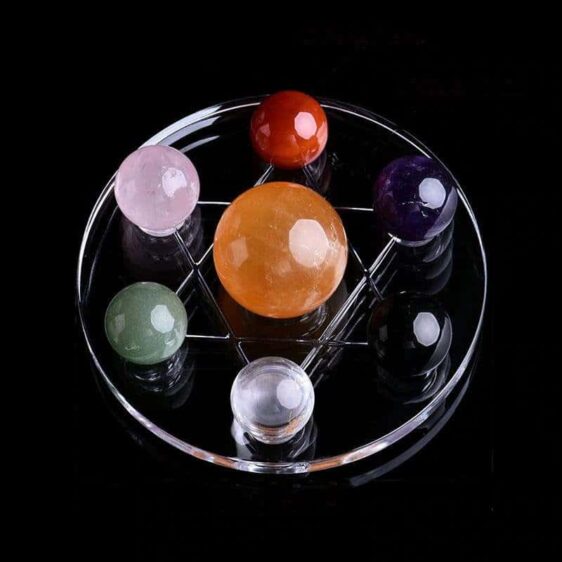 Seven Natural Crystal Mineral Balls David Star Guardian Chakra Ornament - Chakra Stones - Chakra Galaxy
