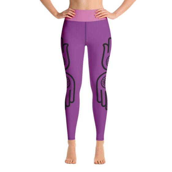 Simple Hamsa Hand Outline High Waist Leggings Purple Yoga Pants - Yoga Leggings - Chakra Galaxy