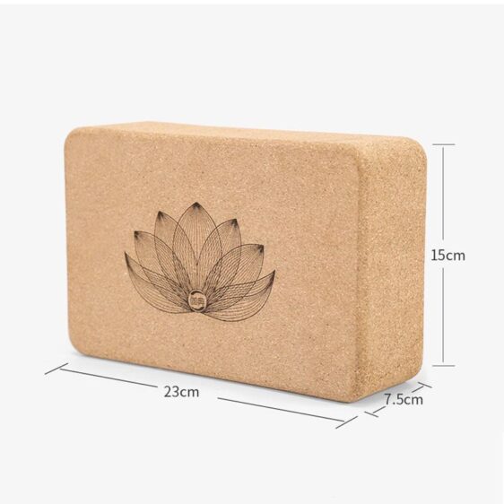 Simple Lotus Flower Center Design Natural Cork Yoga Support Brick - Yoga Blocks - Chakra Galaxy