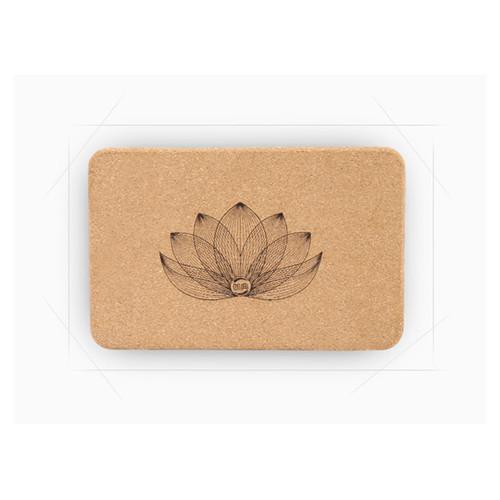 Simple Lotus Flower Center Design Natural Cork Yoga Support Brick - Yoga Blocks - Chakra Galaxy