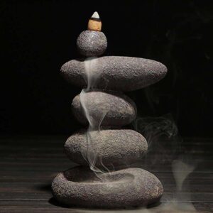 Smoke Backflow Stacked Stone Mountain Zen Incense Burner Holder - Incense & Incense Burners - Chakra Galaxy