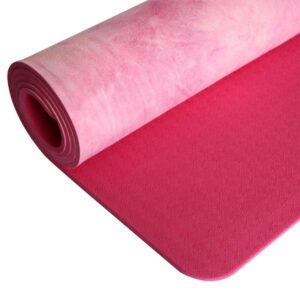 Sophisticated Coral Pink Tie-dye Best Yoga Mat Online Suede TPE - - Chakra Galaxy