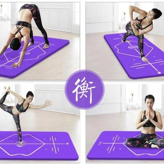 Spacious Princely Purple Hot Yoga Mat with Position Lines NBR - Yoga Mats - Chakra Galaxy