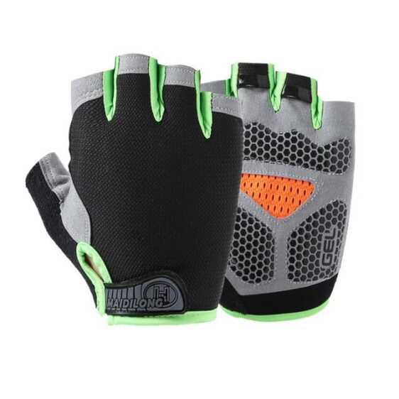 Striking Obsidian Black with Lime Green Yoga Gloves with Silica Gels - Yoga Gloves - Chakra Galaxy