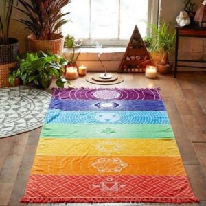 Stylish 7 Chakra Rainbow Colored Comfortable Tapestry Yoga Mat - Yoga Mats - Chakra Galaxy