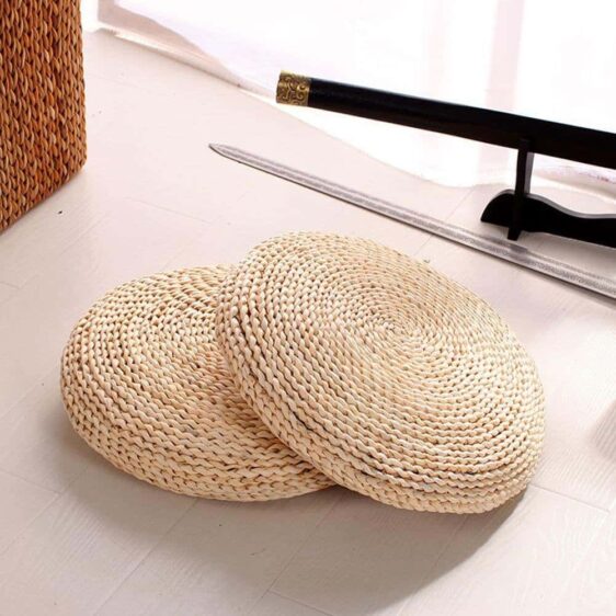 Thick Corn Husk Straw Braid Tatami Meditation Cushion Pad & Silk Wadding - Meditation Seats & Cushions - Chakra Galaxy