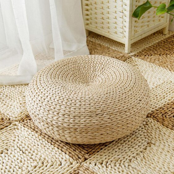 Thick Handmade Round Tatami Weave Natural Straw Meditation Chair - Meditation Seats & Cushions - Chakra Galaxy