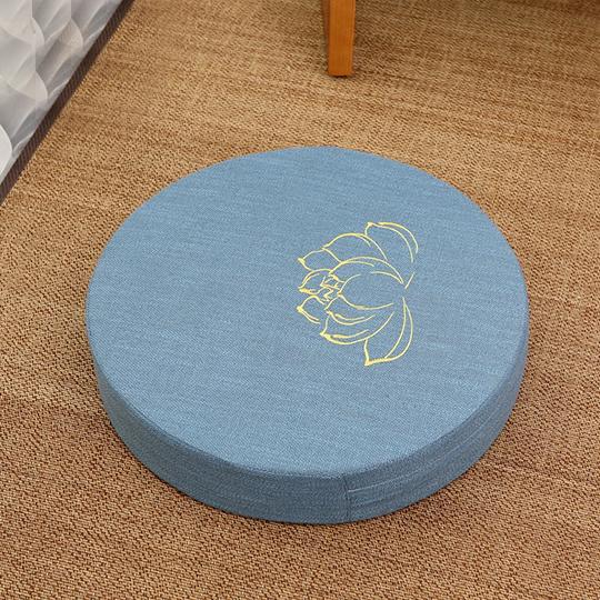 Third Eye Chakra Round Tatami Lotus Linen Fabric Zafu Cushion Meditation Seat - Meditation Seats & Cushions - Chakra Galaxy