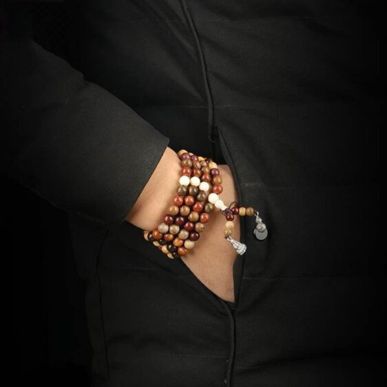 Tibetan 108 Rosewood Prayer Beads Buddha Mala Buddhist Bracelet 8mm - Charm Bracelets - Chakra Galaxy