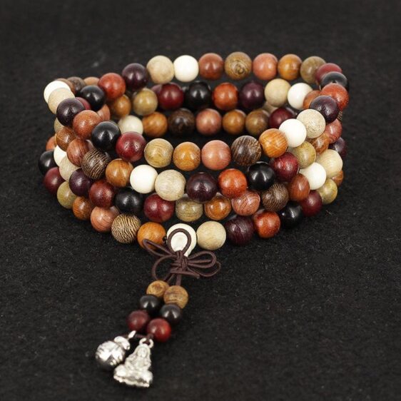 Tibetan 108 Rosewood Prayer Beads Buddha Mala Buddhist Bracelet 8mm - Charm Bracelets - Chakra Galaxy