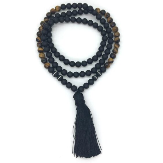 Tiger's Eye 108 Beads Buddhist Prayer Mala Meditation Necklace 8mm - Chakra Necklace - Chakra Galaxy