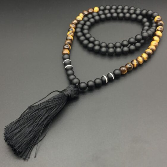 Tiger's Eye 108 Beads Buddhist Prayer Mala Meditation Necklace 8mm - Chakra Necklace - Chakra Galaxy