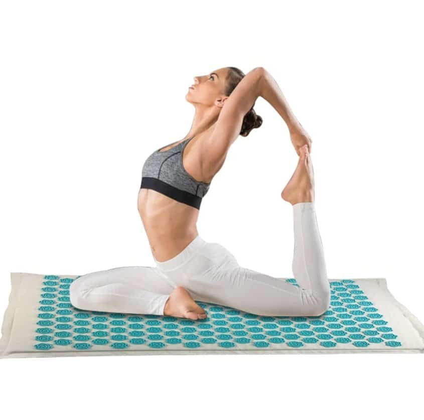 Versatile Blue-Green Acupressure Massage Yoga Mat Pillow Set + Free Bag