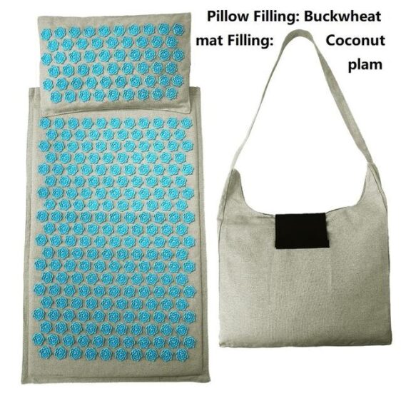 Versatile Blue-Green Acupressure Massage Yoga Mat Pillow Set + Free Bag - Yoga Mats - Chakra Galaxy