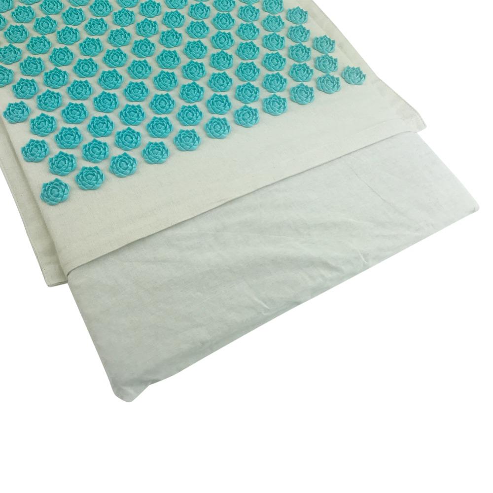Versatile Blue-Green Acupressure Massage Yoga Mat Pillow Set + Free Bag