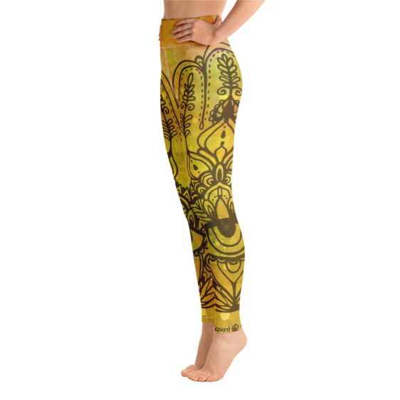 Watercolor Hamsa Hand High Waist Design Leggings Yoga Pants - Yoga Leggings - Chakra Galaxy