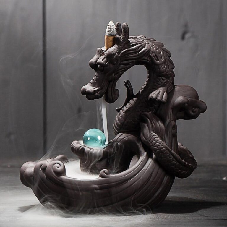 Waterfall Backflow Dragon Crystal Ball Incense Burner Holder