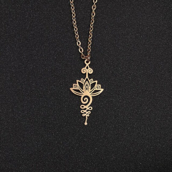 Yoga Lotus Radiance Design Pendant Rose Gold Chain Necklace - Pendants - Chakra Galaxy