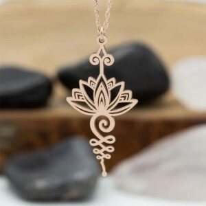 Yoga Lotus Radiance Design Pendant Rose Gold Chain Necklace - Pendants - Chakra Galaxy