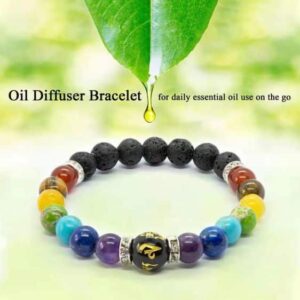Yoga Mandala Symbol 7 Chakra Healing Lava Stone Beads Bracelet - Charm Bracelets - Chakra Galaxy