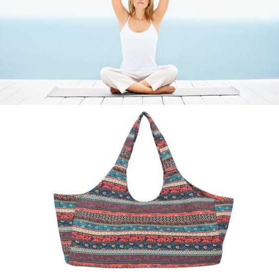 Yoga Mat Pilates Canvas Tote Bag Bohemian Ethnic Style Print - Yoga Mat Bags - Chakra Galaxy