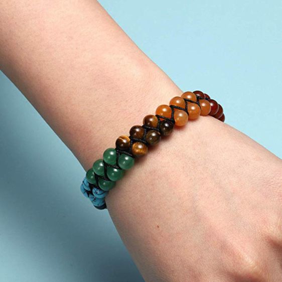 Yoga OM Symbol 7 Chakra Beads Stone Double Layer Adjustable Bracelet - Charm Bracelets - Chakra Galaxy