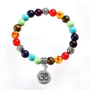 Yoga OM Symbol 7 Chakra Beads Stone Handmade Bracelet - Chakra Galaxy