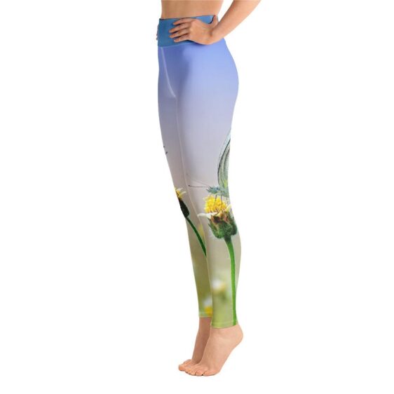 Zen Nature Butterfly Blue Yoga Pants High Waist Leggings - Yoga Leggings - Chakra Galaxy