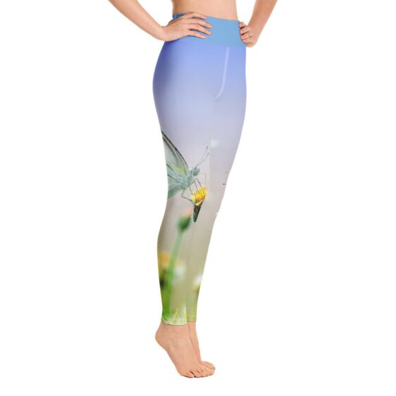 Zen Nature Butterfly Blue Yoga Pants High Waist Leggings - Yoga Leggings - Chakra Galaxy