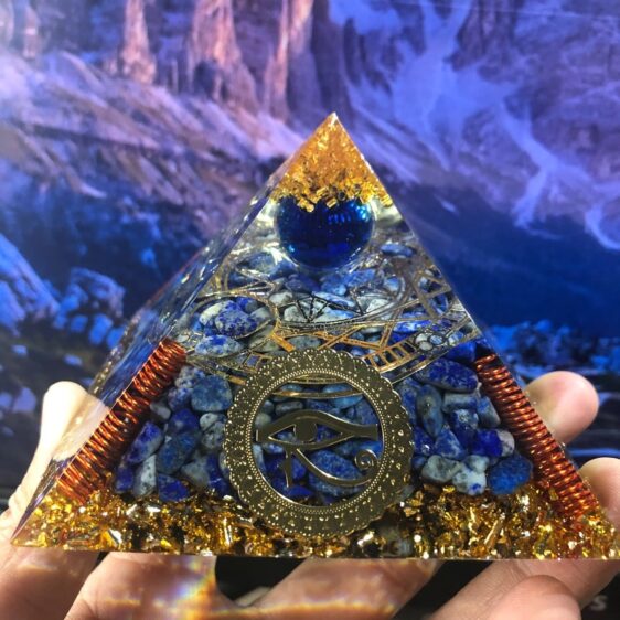 Eye of Horus Sacred Geometry Blue Orgone Chakra Pyramid