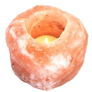 Natural-Shaped Pink Himalayan Salt Candle Holder Lamp