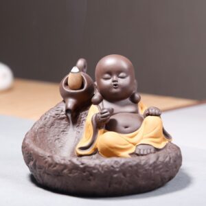 Little Maitreya Buddha Drinking Tea Backflow Incense Burner