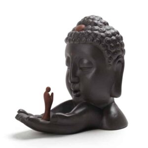 Zen Buddha Praying Monk Backflow Incense Burner Holder