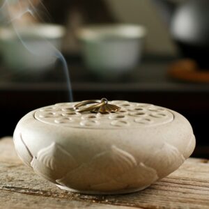 Lotus Flower Bowl-Shaped Pattern Incense Burner For Relaxation