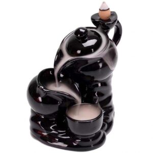 Cool Ceramic Black Teapot Design Backflow Incense Holder