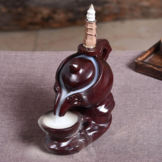 Cool Teapot-Shaped Ebony Wood Incense Burner Holder