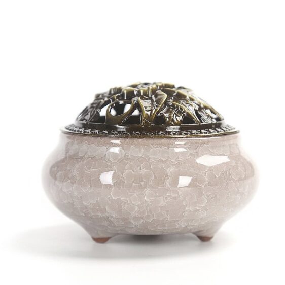Cool Ceramic Antique Style With Alloy Lid Incense Burner